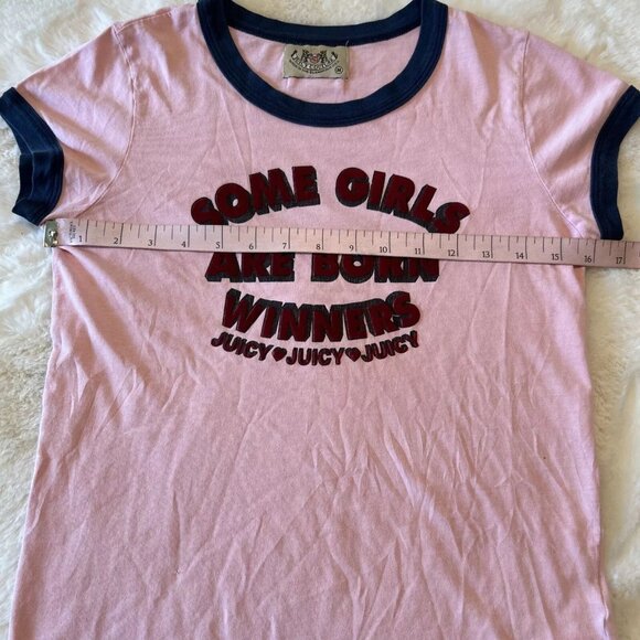 Vintage Y2k Pink Juicy Couture Some Girls Are Born Winners Graphic Tee Tshirt M - Picture 6 of 8